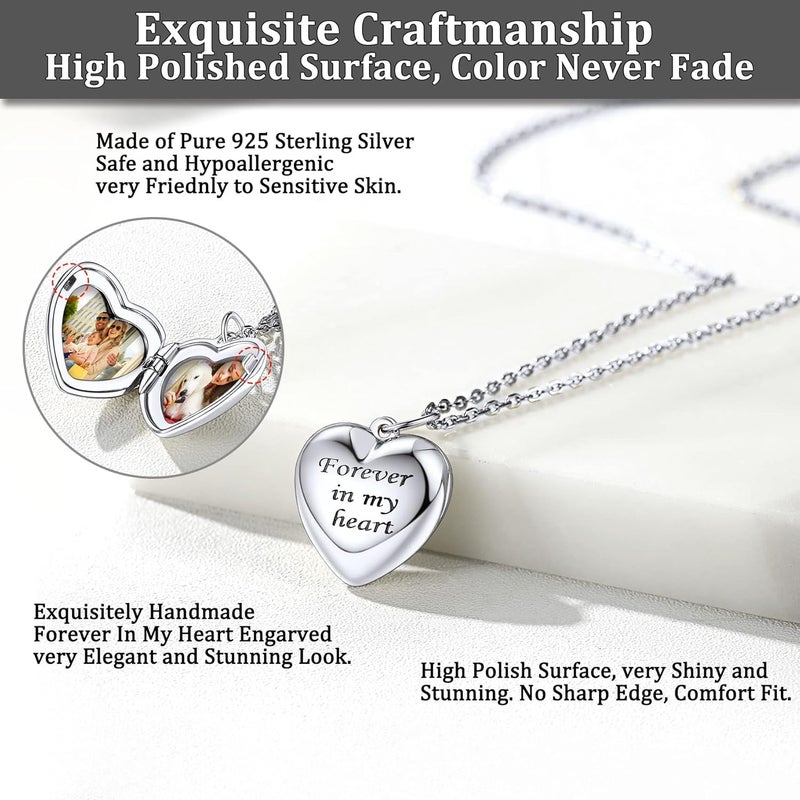 Bestyle Sterling Silver Heart Locket Necklace for Women, Dainty Cute Small Heart Locket Pendant in Gold/Rose Gold/Silver, Love Statement Jewelry Gift for Mother Wife - Image 4